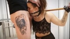 SLAVE TRAINING – Tied Up Hands, Spider Gag, Drooling Throatfuck And Facial