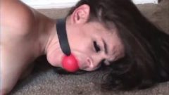 Chick Hogtied And Balgagged On The Floor