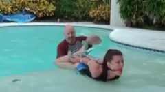 Slut Tied And Gagged In The Pool-bondage